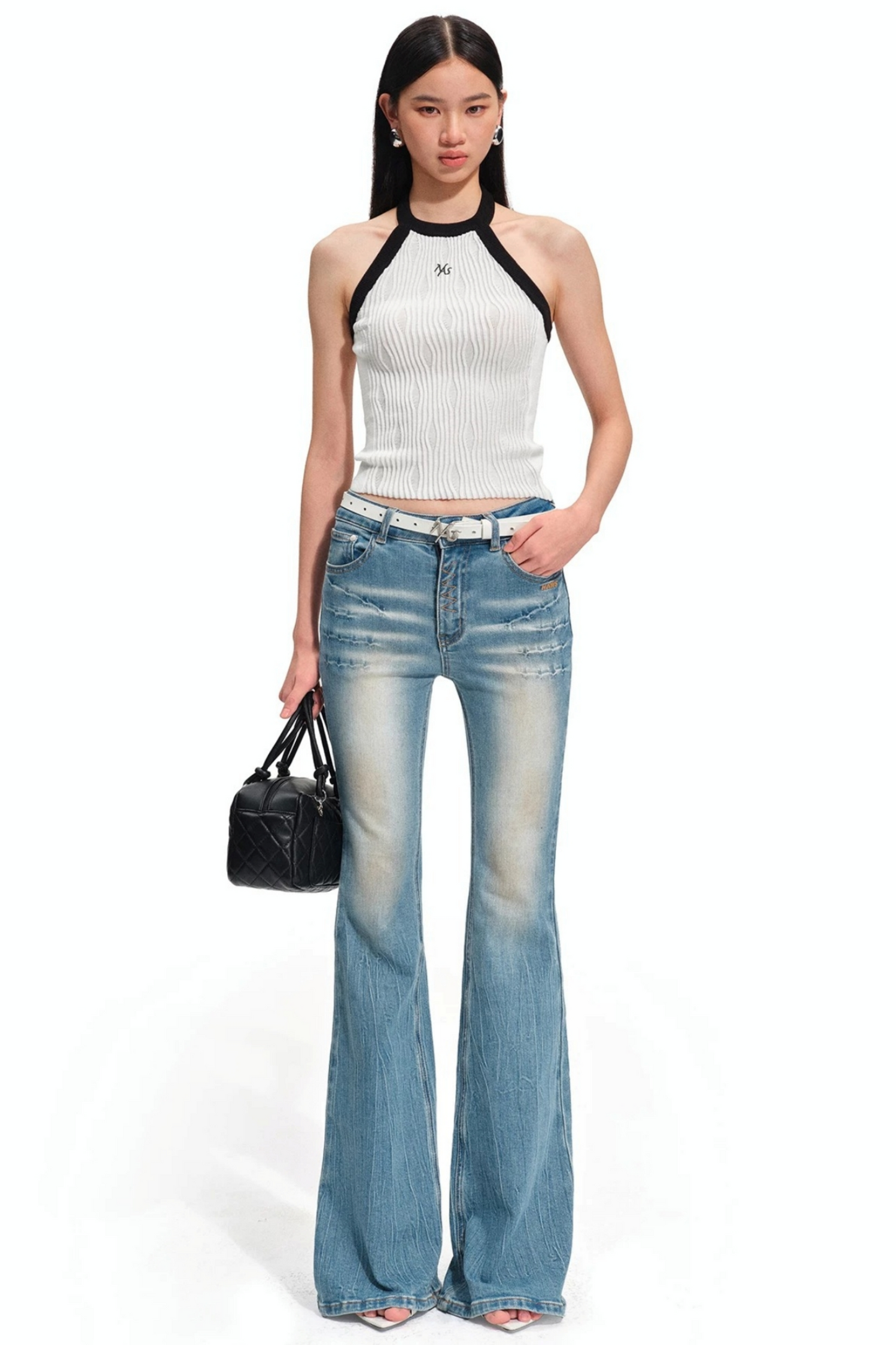 Wool Irregular Color-Block Vest