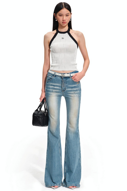 Wool Irregular Color-Block Vest
