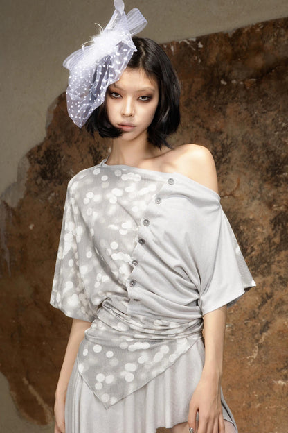 Asymmetrical Retro Off-Shoulder Top