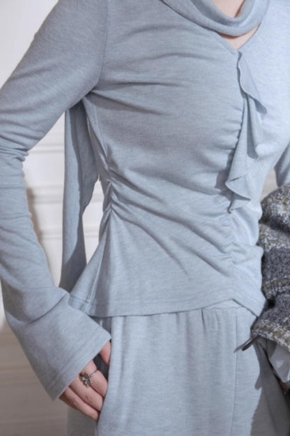 Milk Blue Wool Ribbon Knit Set