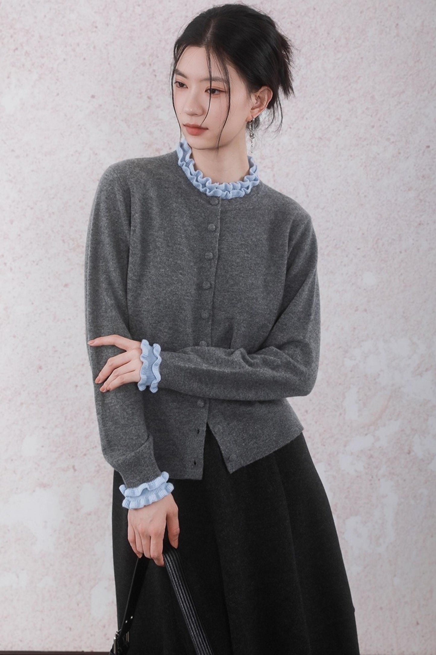 Patchwork Ruffled Cardigan