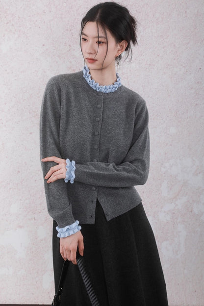 Patchwork Ruffled Cardigan