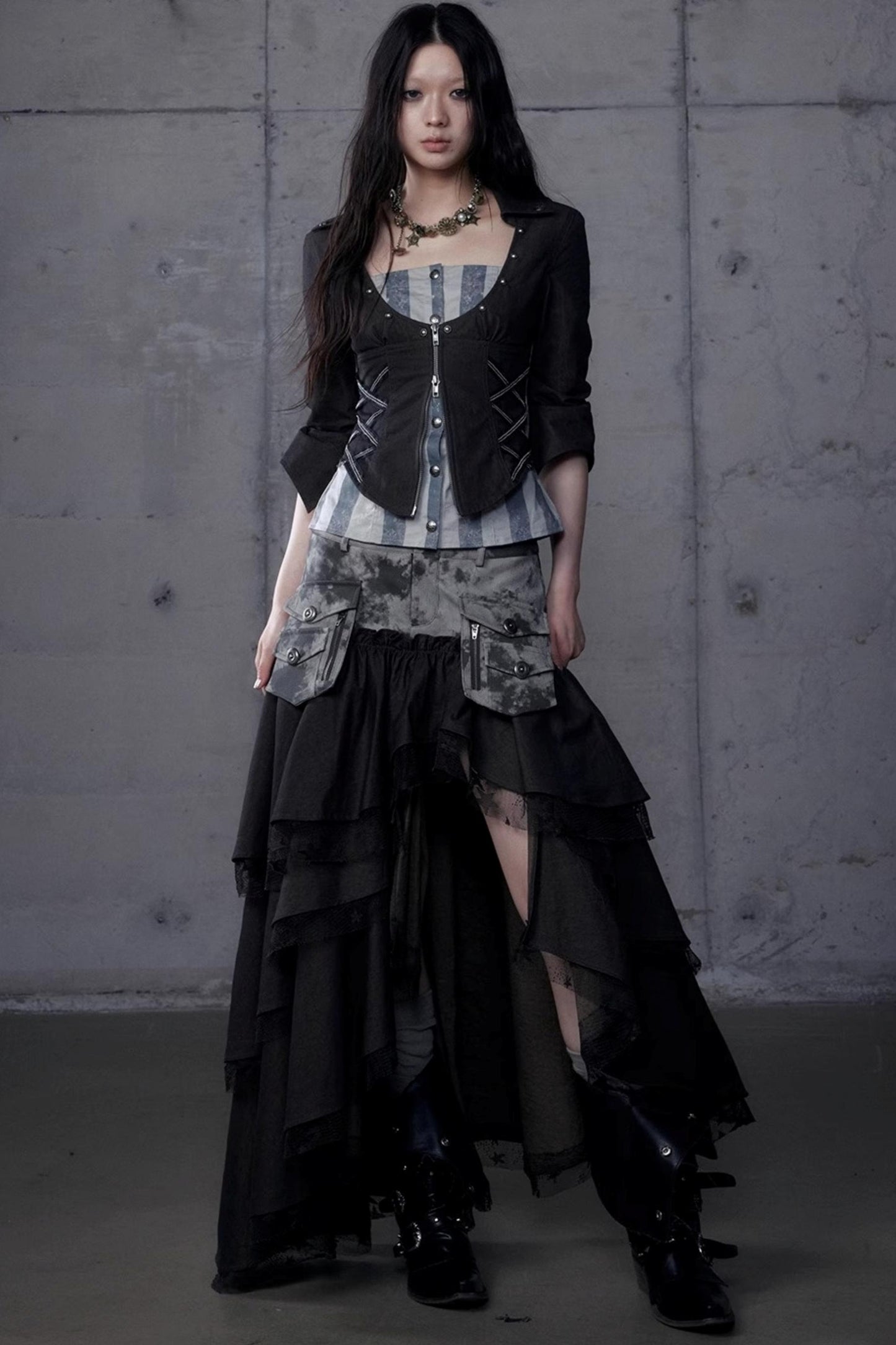 Vintage Punk Court Slim Print Long-Sleeved Shirts