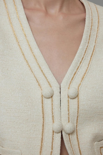 Vintage V-Neck Short Suit Set-Up