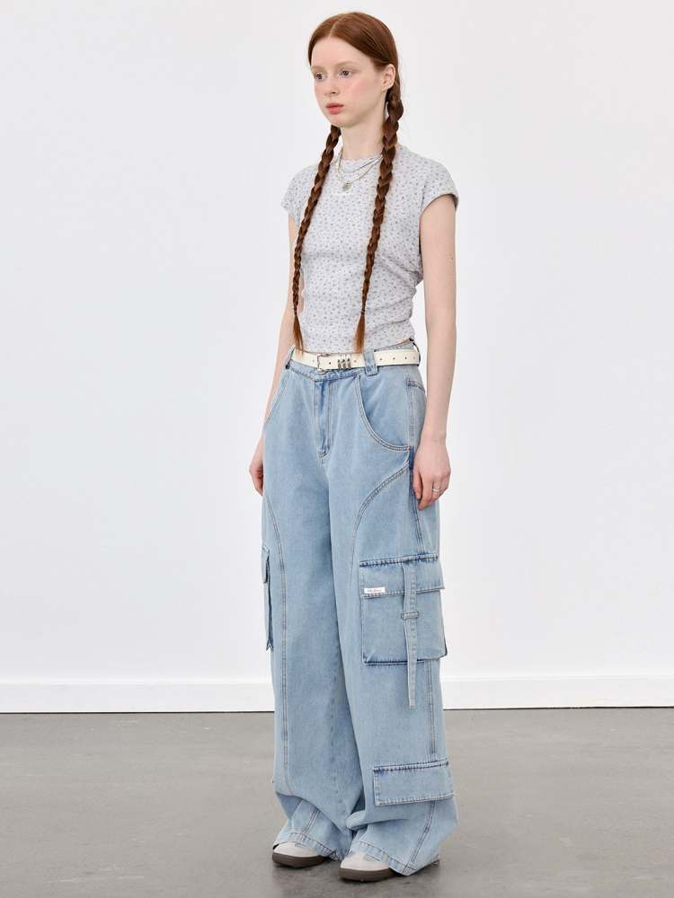 Denim Casual Loose Cargo Pants