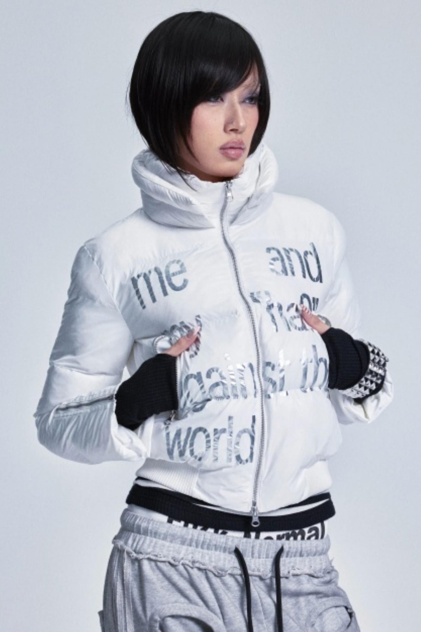 Two-Color Multi-Zipper Cotton Jacket
