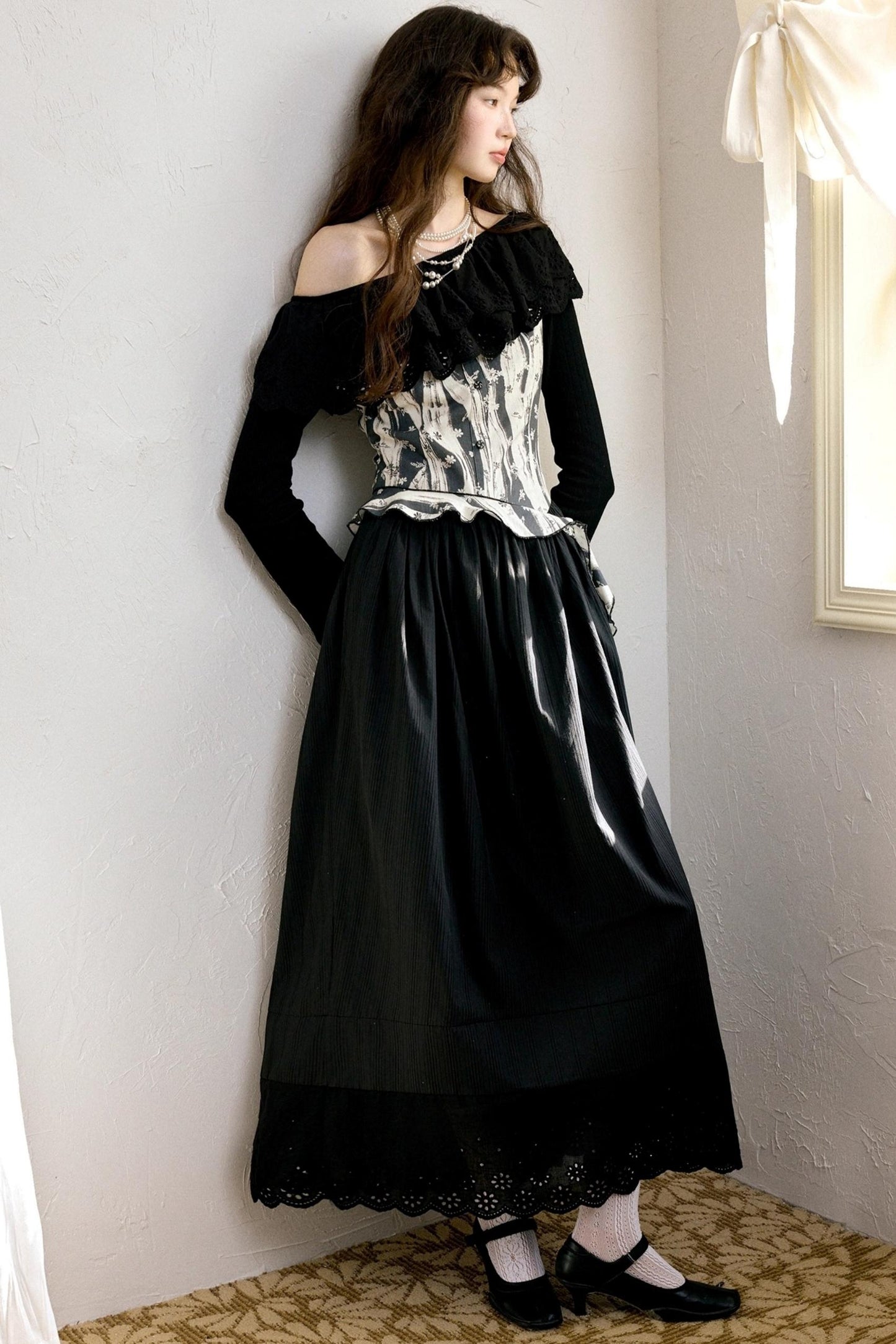 Vintage Shoulder Flower Bud Dress