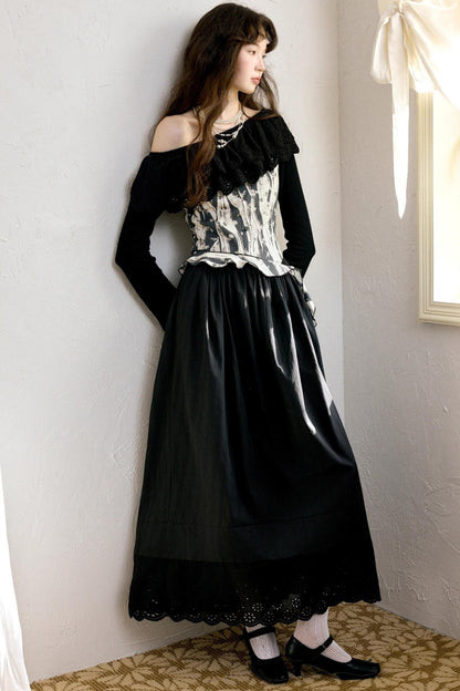 Vintage Shoulder Flower Bud Dress