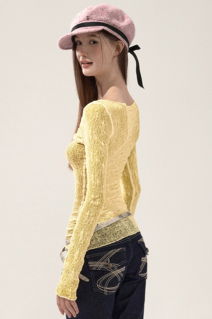 Three-Dimensional Lace Knitted Top