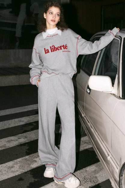 Vintage Gray Sweatshirt & Pants Set-Up
