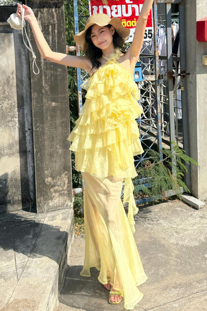 Rose Mesh Fishtail Dress