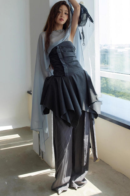 Lace Pleated Wide Leg Pants