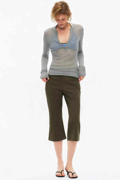 Vintage Exposed Seam Flared Capris