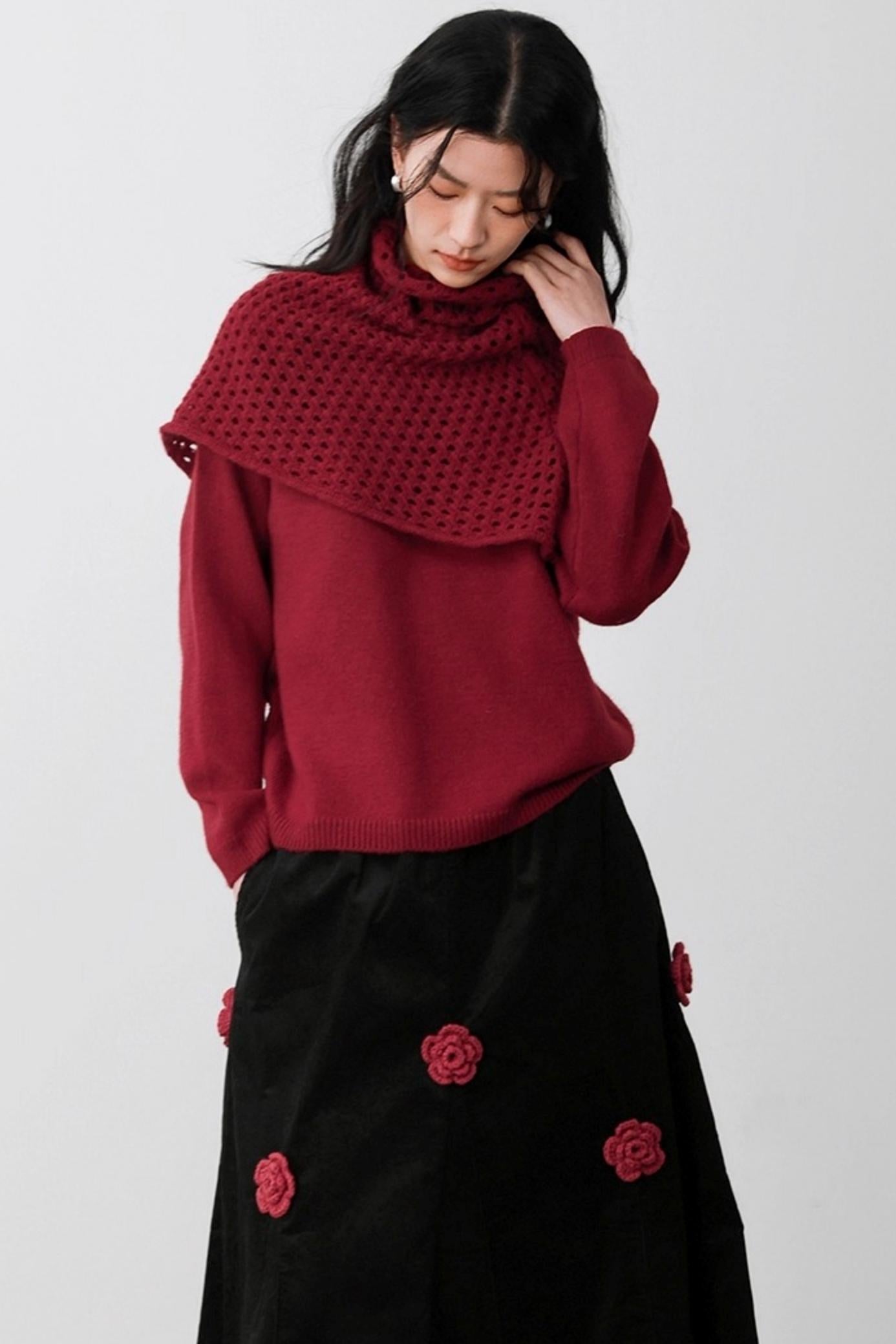 Berry Red Knitted Vest Sweater