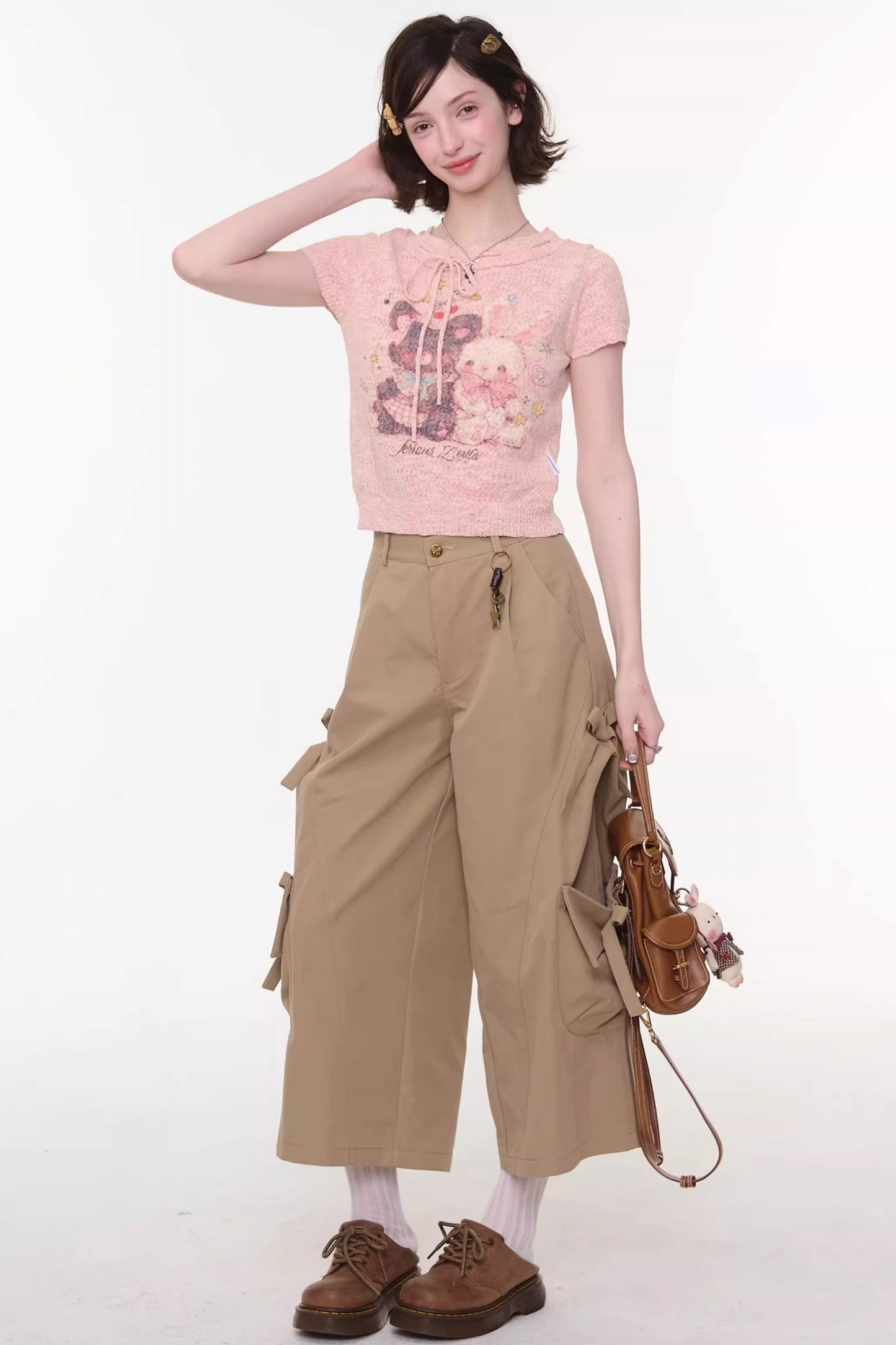 Retro Pink Bear and Rabbit Top