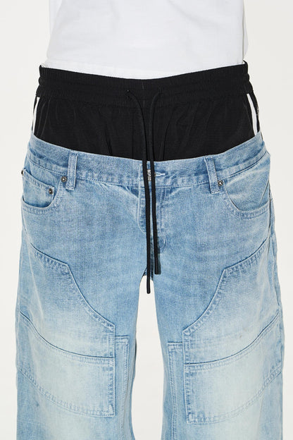 Double-Waist Denim Pants