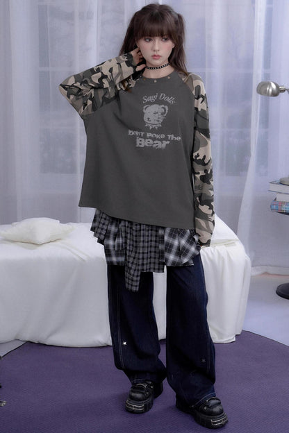 Camouflage Raglan Sleeve T-shirt