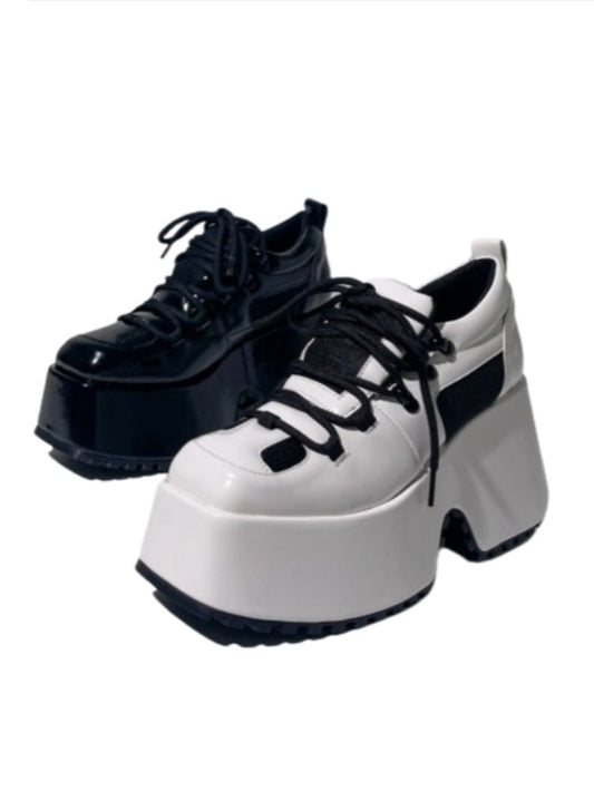 Derby Square Toe Lace Up Platform Shoes