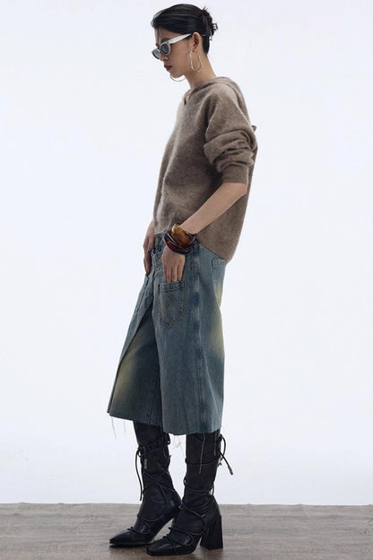 Distressed Denim Shorts