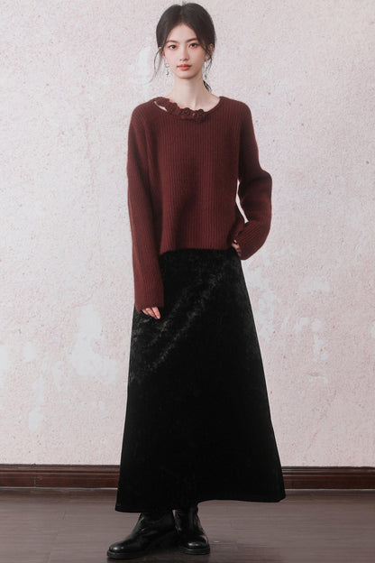 Elegant Red Knit Pullover