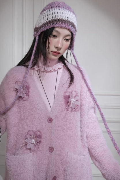 Human Pink Feder-Cardigan