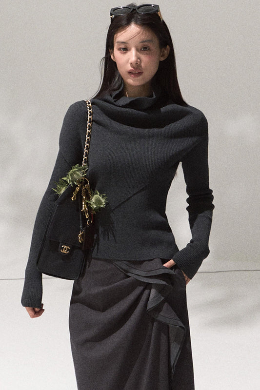 Moonlit Pit Strip Wool Knit Sweater