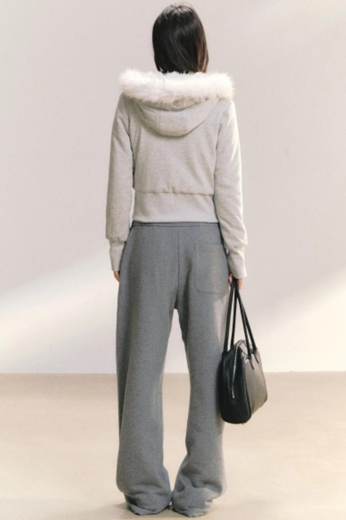 Grey Wind Fur Collar Jacket