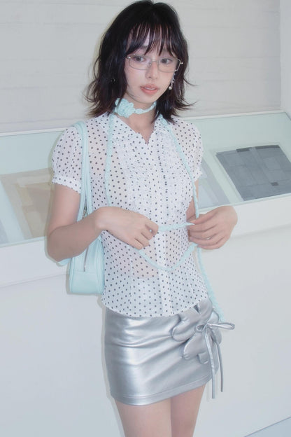 White Polka Doll Collar Top