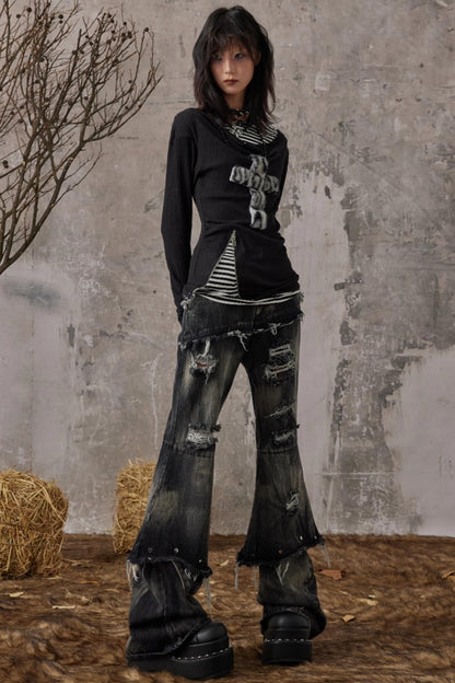 Swing Neck Knit Layer Top