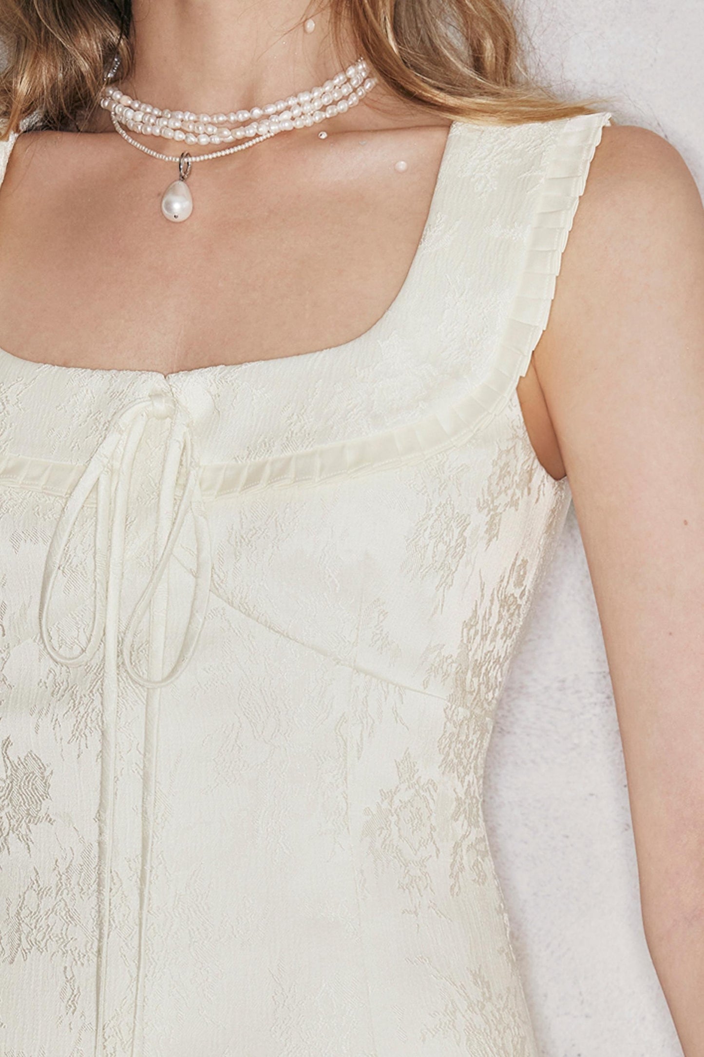 Beige A-line Mini Dress Set