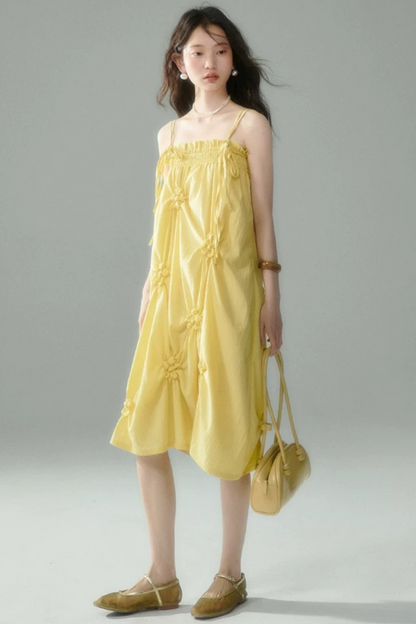 Marigold Pleated Flower Dress