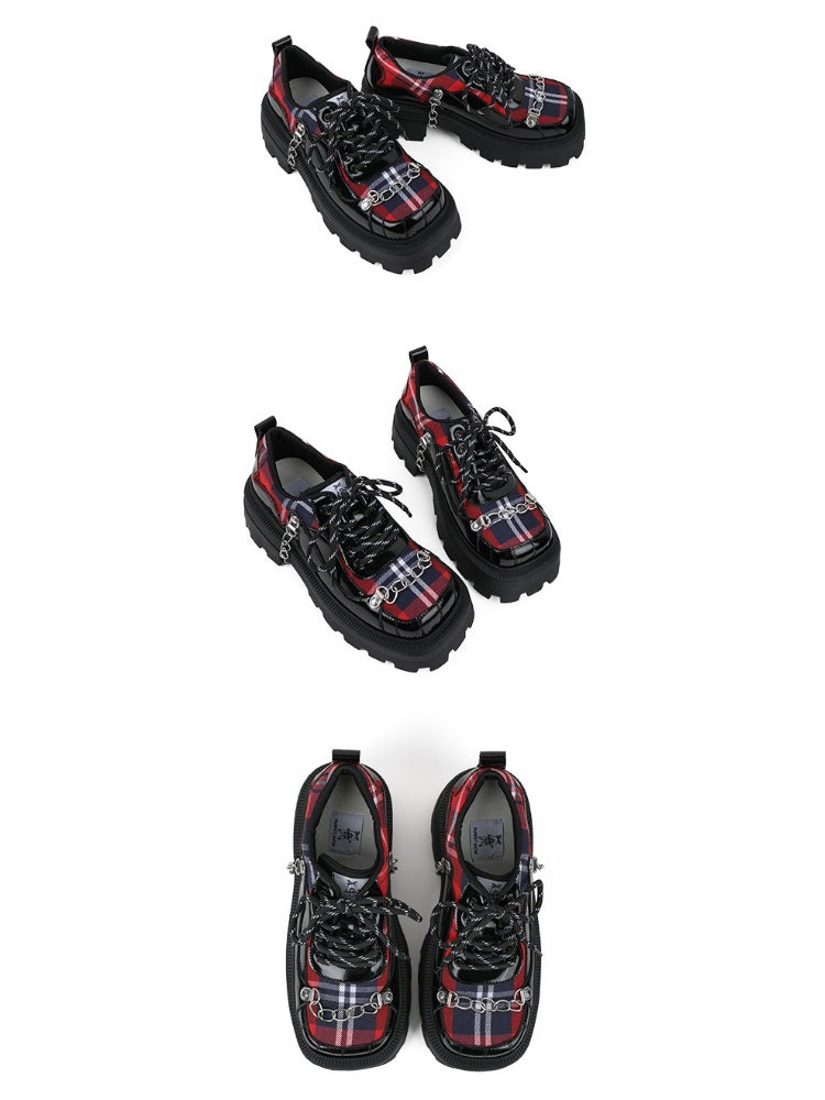 Rock Chain Plaid Platform Shoes