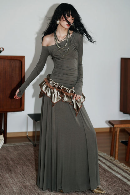 Shimmering Satin Short Skirt Curtain