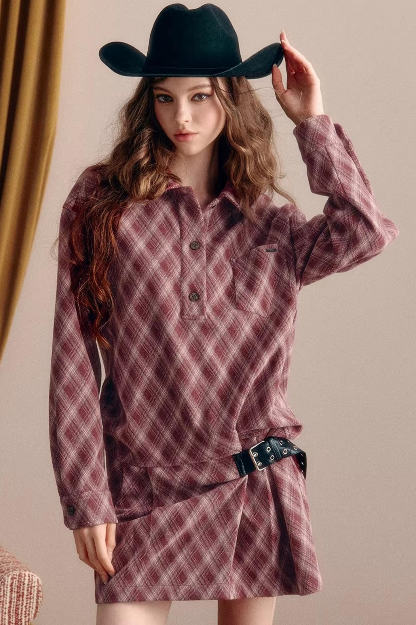 Vintage Plaid Shirt Dress