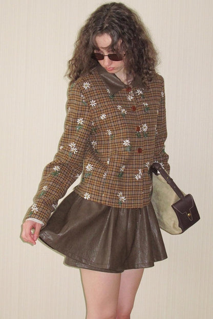 Vintage Distressed Leather Skirt