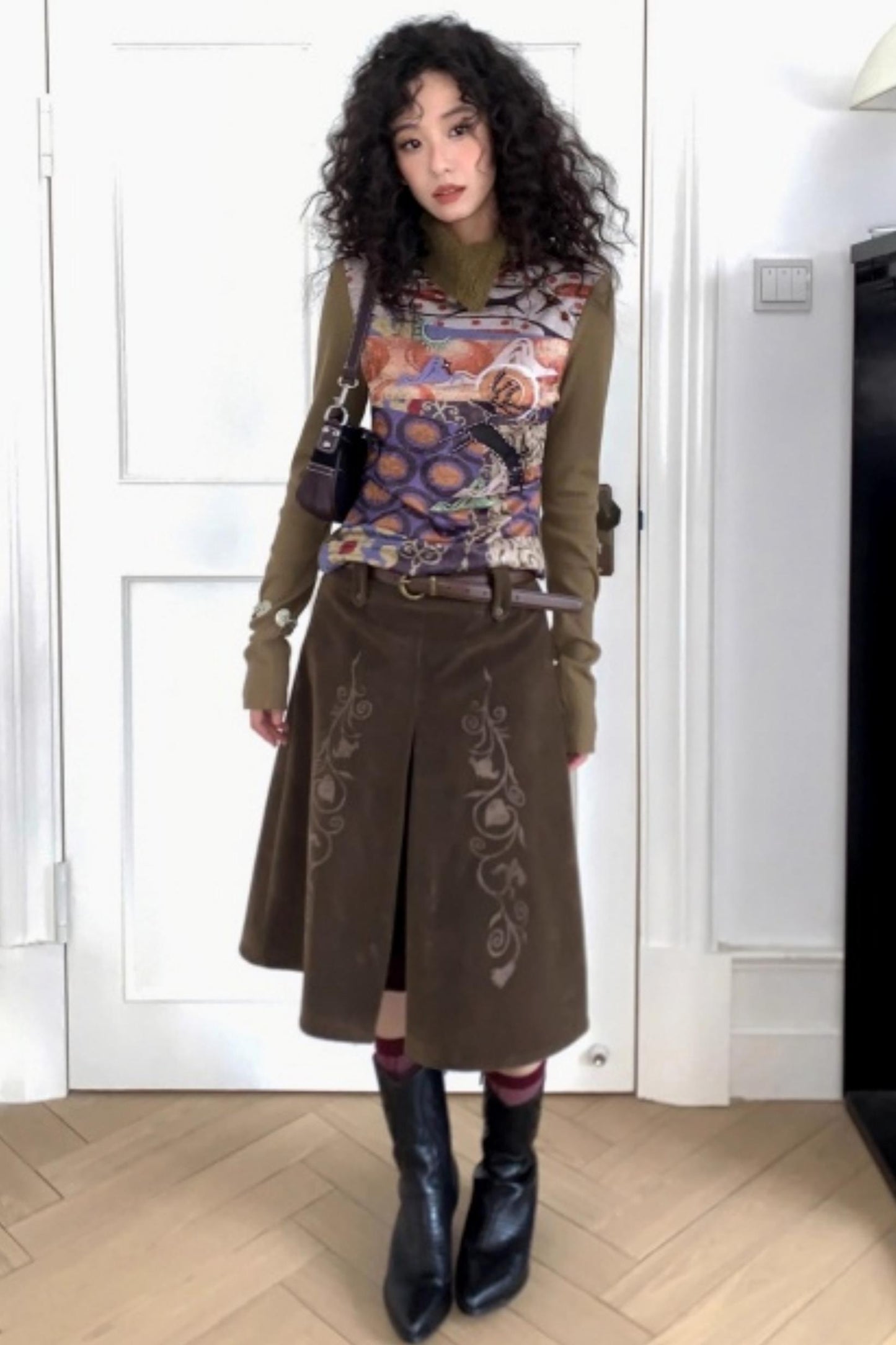 Iris Shadow Suede Lace Skirt