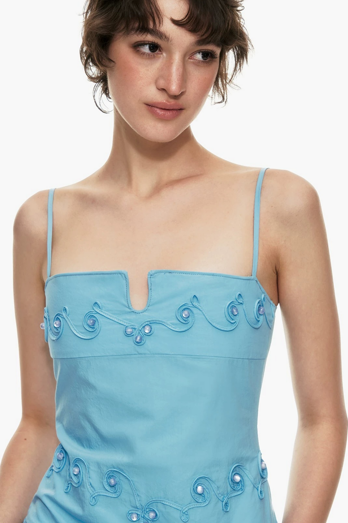 Embroidered Cotton Ruffled Top