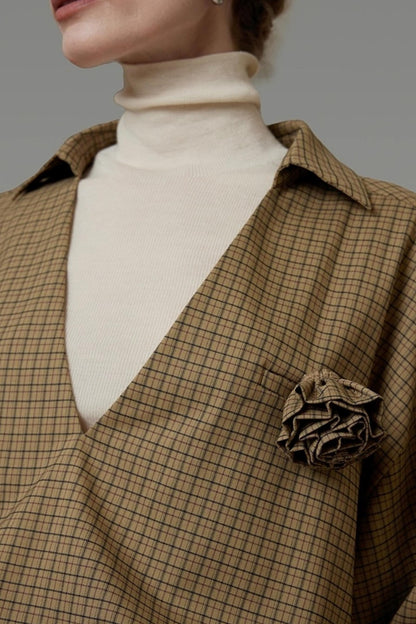 Vintage Fall V-Neck Striped Shirt