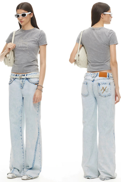 Heavy Washed Twill Jeans