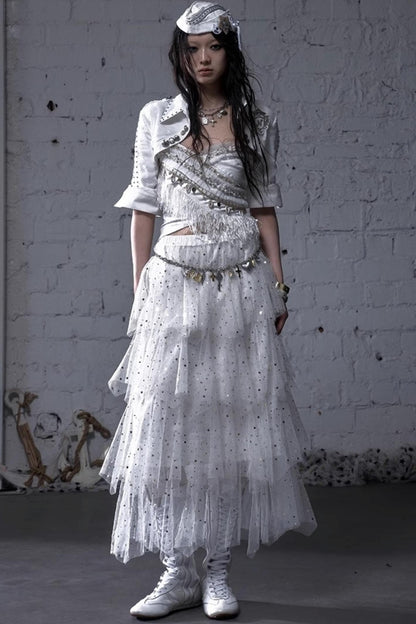 Fairycore Star Tiered Mesh Skirt