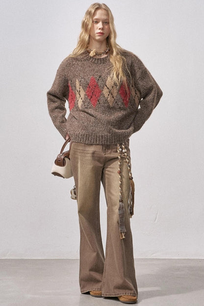 Floral Diamond Knit Sweater