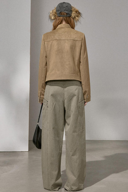 Suede Tailored Short Jacket