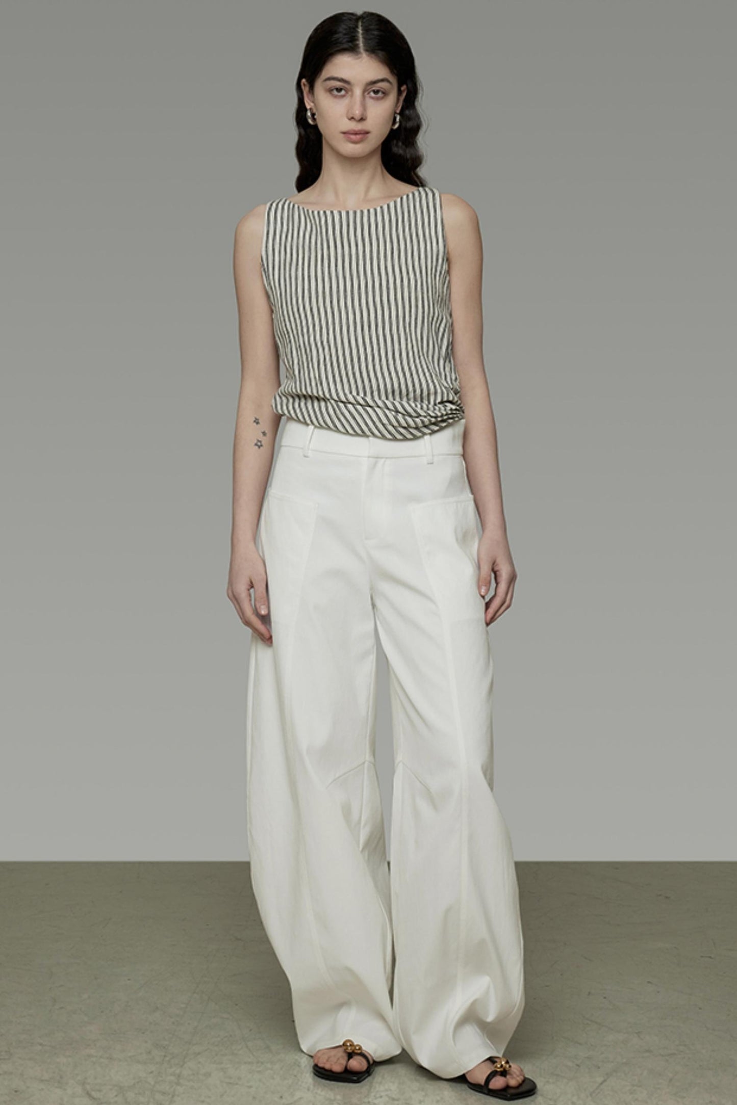 Sickle Arc High-Waisted Wide-Leg Pants