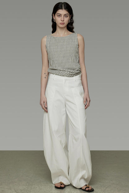 Sickle Arc High-Waisted Wide-Leg Pants