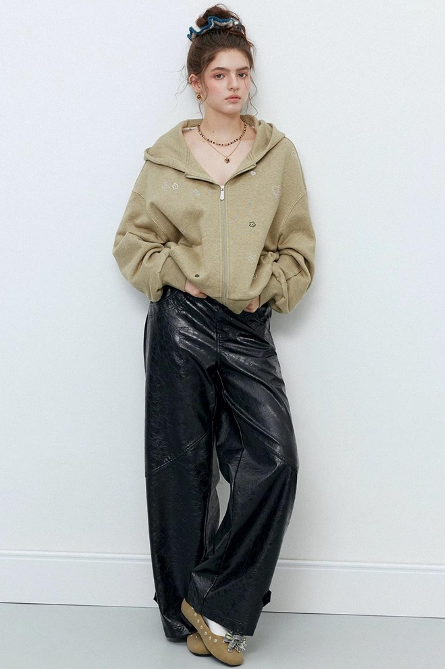 Slim Straight Leather Pants