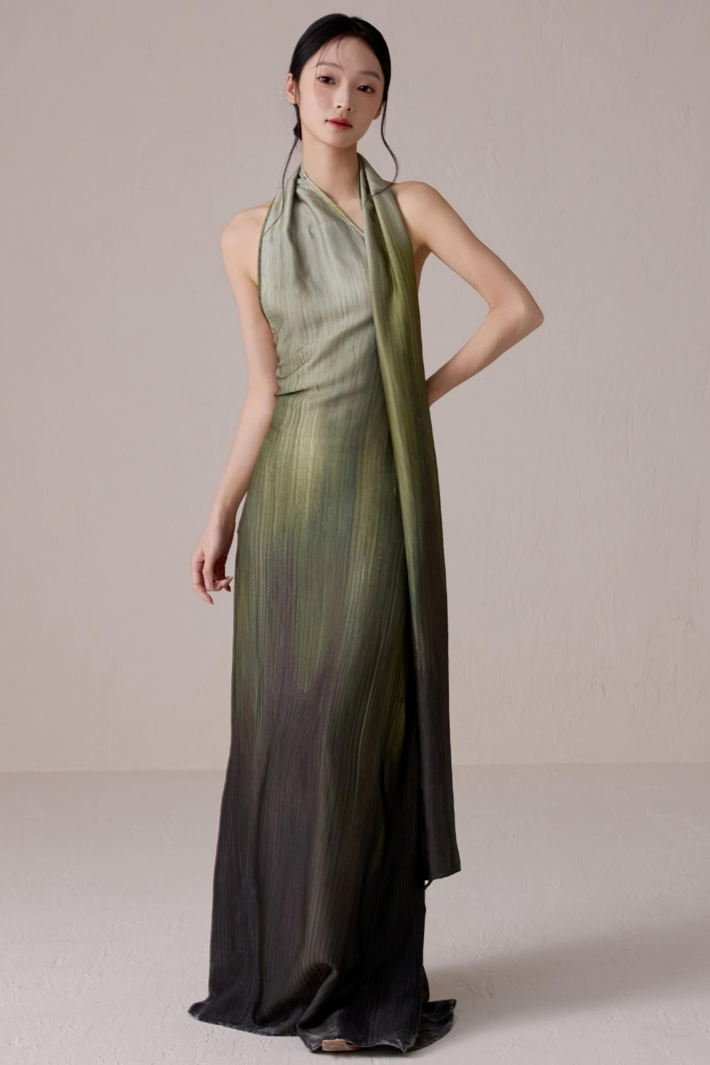 Summer Gradient Color Flutter Dress