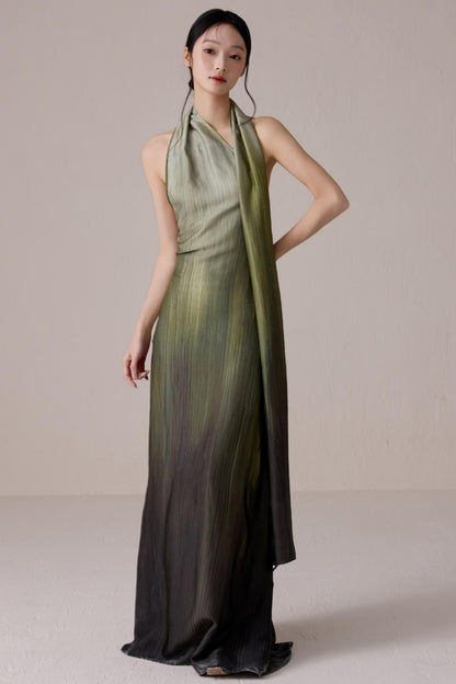 Summer Gradient Color Flutter Dress