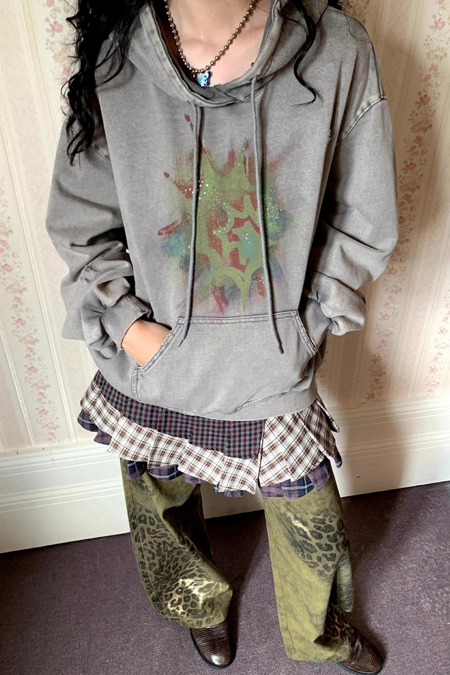 Low Tide Mark Print Hooded Top