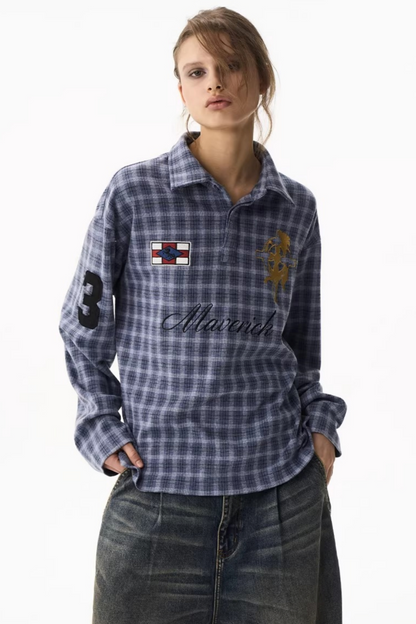 American Retro Plaid Polo Shirt