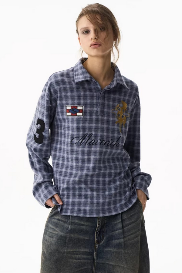 American Retro Plaid Polo Shirt
